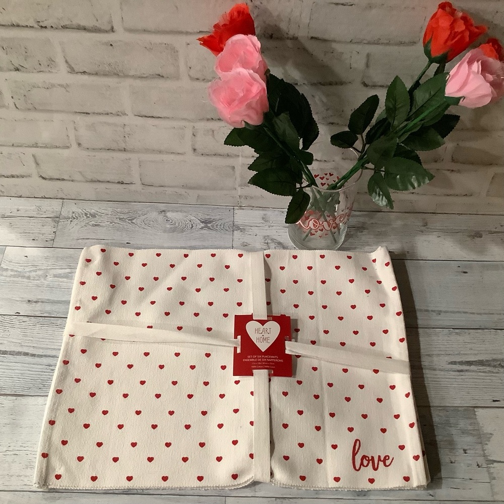 Heart & Home Set of 6 Valentine Love Placemats
